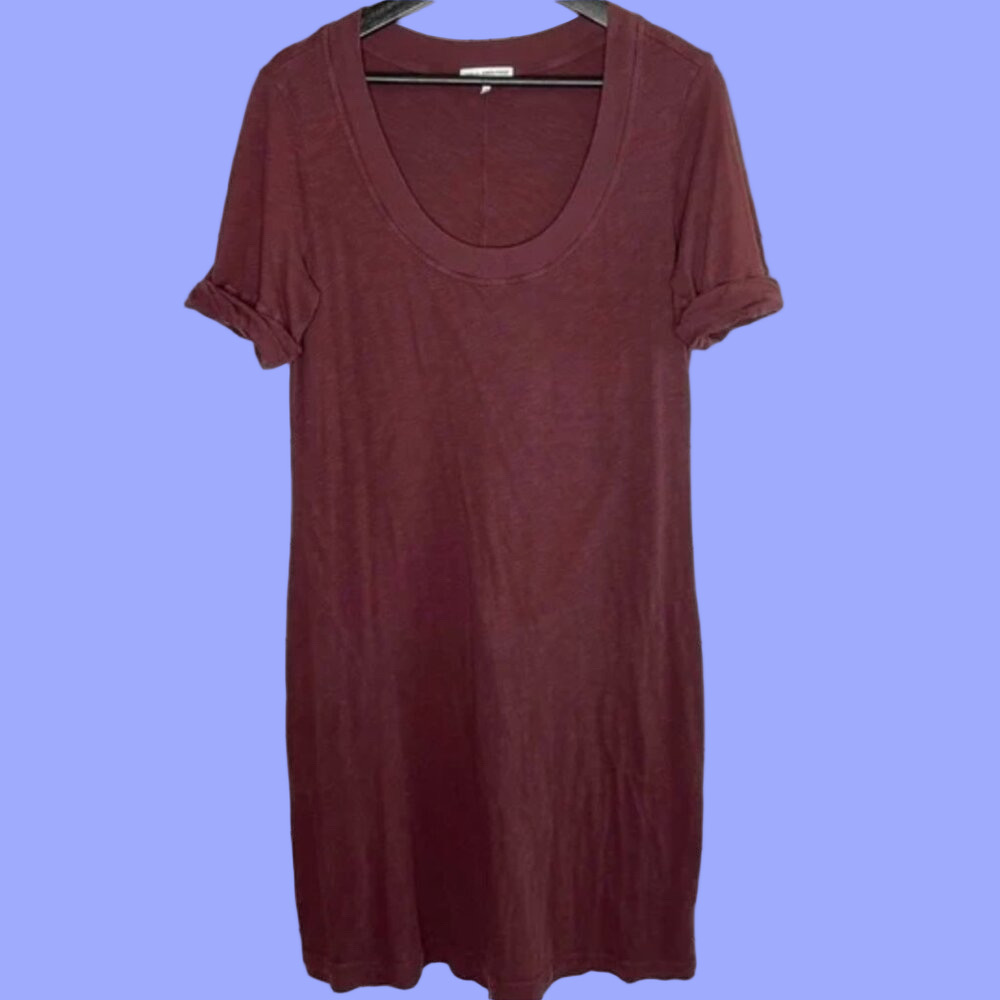 James Perse Rolled Sleeve Scoop Neck T-Shirt Dress